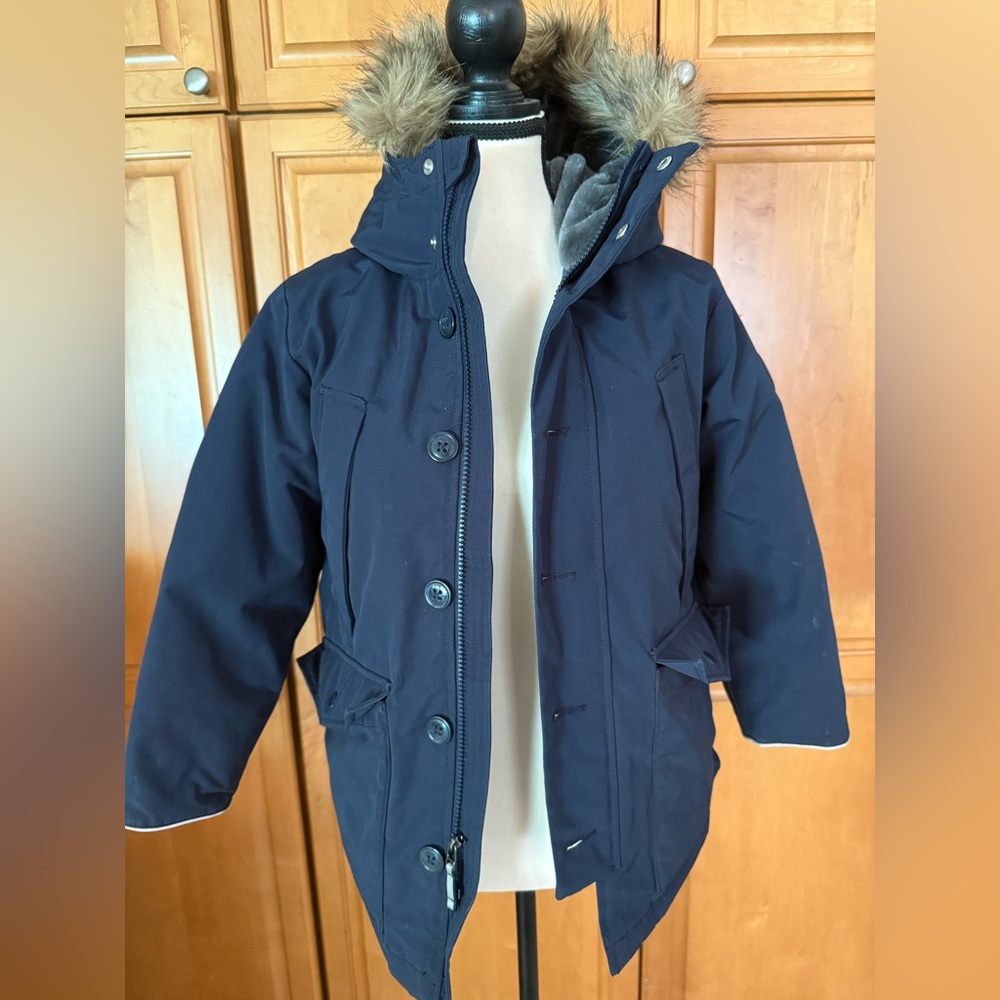Navy Gap Parka with Faux Fur Trim